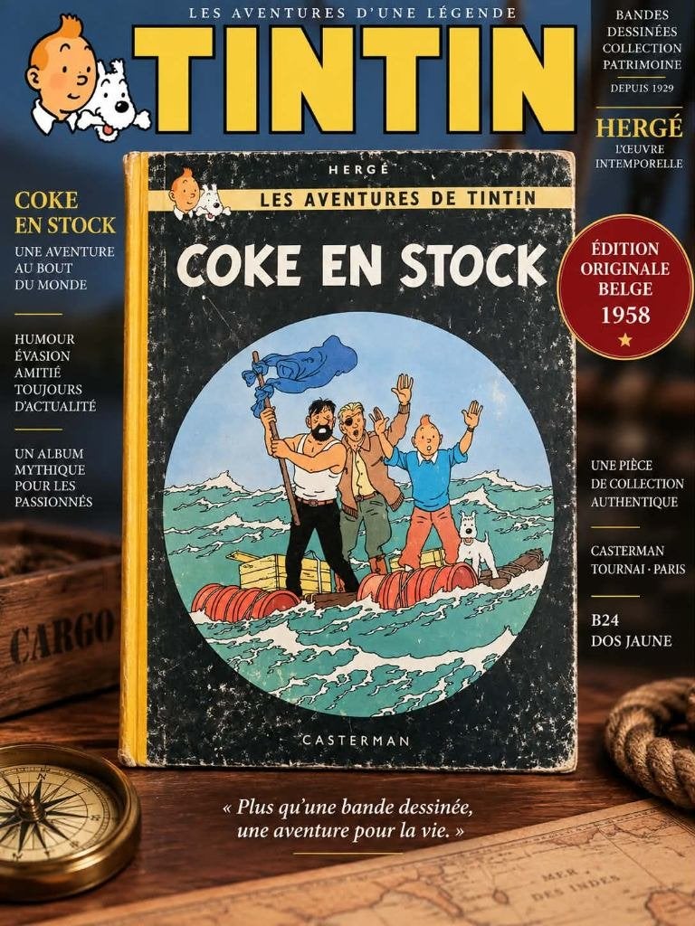 BD Tintin – Coke en Stock – EO Belge 1958 – Casterman, Livres, Une BD, Enlèvement ou Envoi, Utilisé
