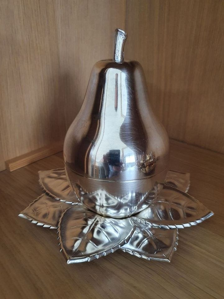 Art Deco Likeurset Verzilverde Peer op Bladplateau Jaren '30, Ophalen of Verzenden