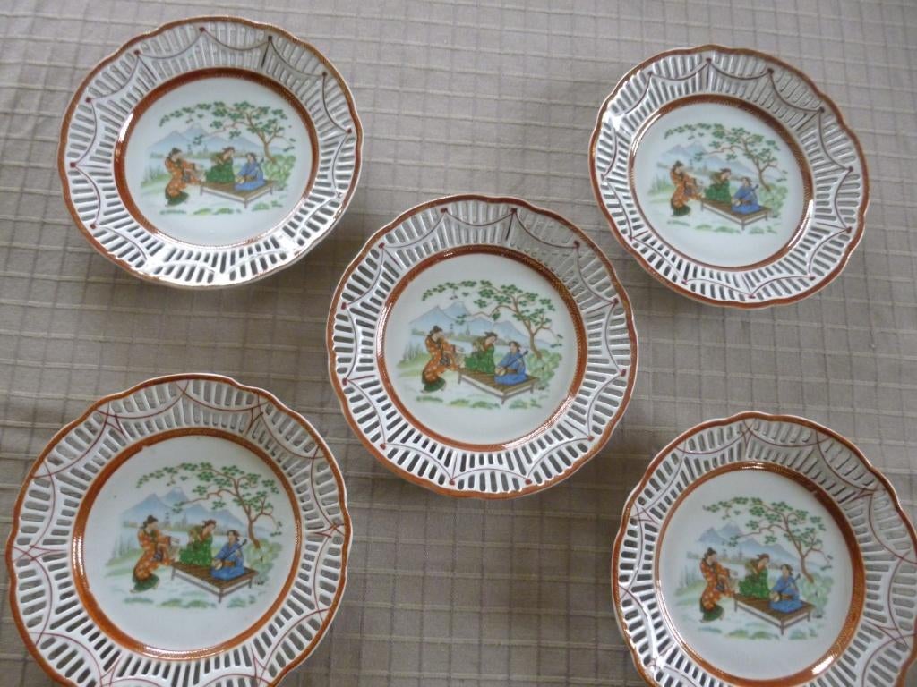 5 oude porseleinen borden chinees, Enlèvement ou Envoi