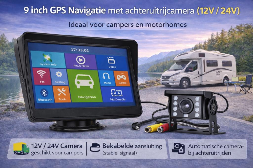 9 inch Camper, Auto GPS met Bedraad Achteruitrijcamera Set., Info@drktech.be, Oosterwennel 35 Genk, Nieuw, Ophalen of Verzenden
