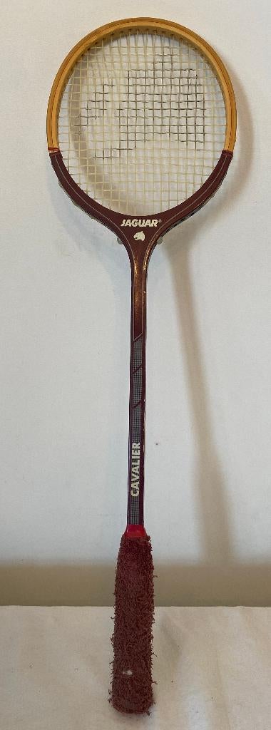 Raquette Jaguar vintage pour Squash / Badminton en bois, Sports & Fitness, Squash, Enlèvement ou Envoi, Utilisé, Raquette, Avec housse
