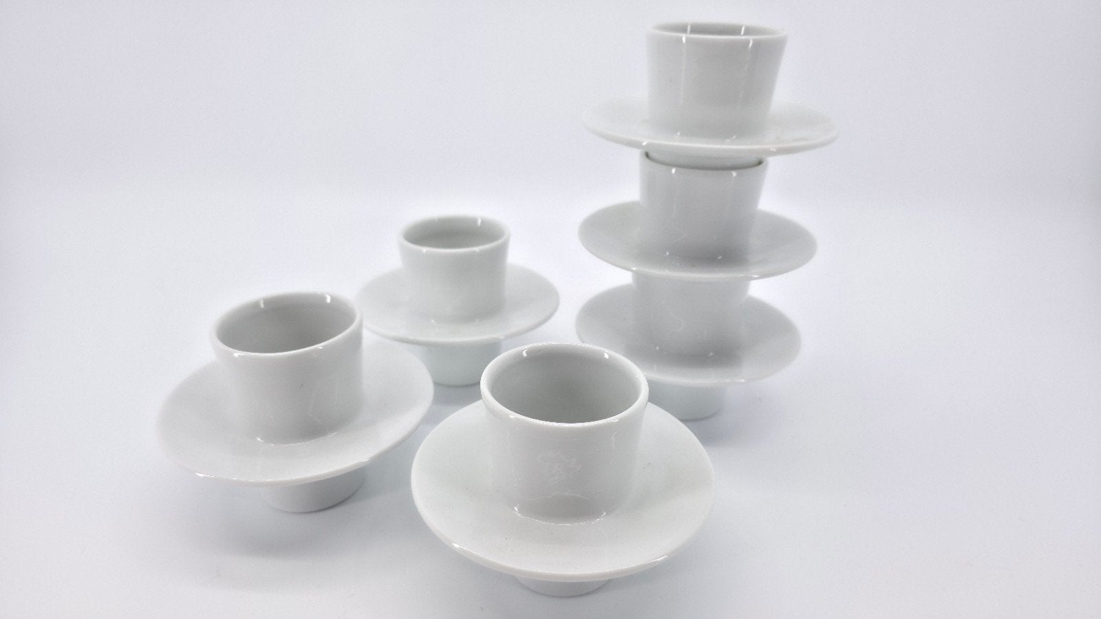 Set of 6 Stackable Porcelain Cups design by G.Peereboom, Vintage