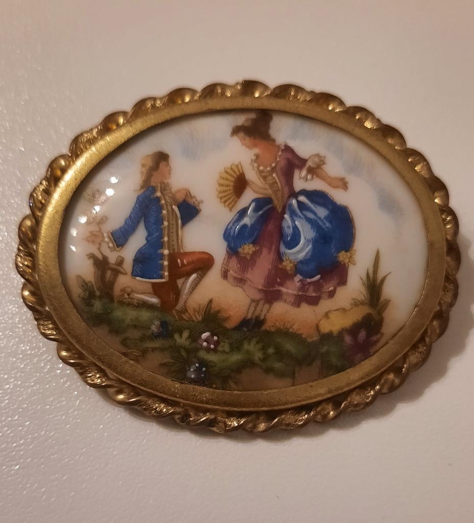 Broche Limoges porselein, Ophalen, Overige materialen, 4 tot 7 cm, Gebruikt