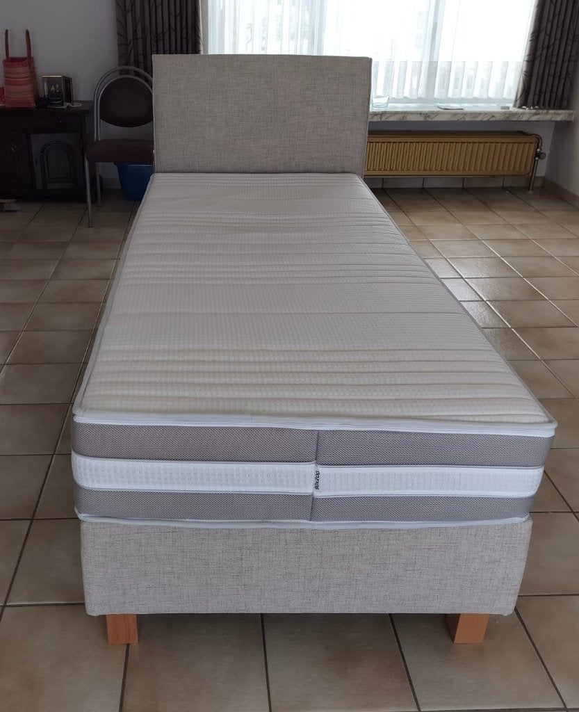 boxspring te koop - nieuw, Neuf, 90 cm, Beige, Une personne