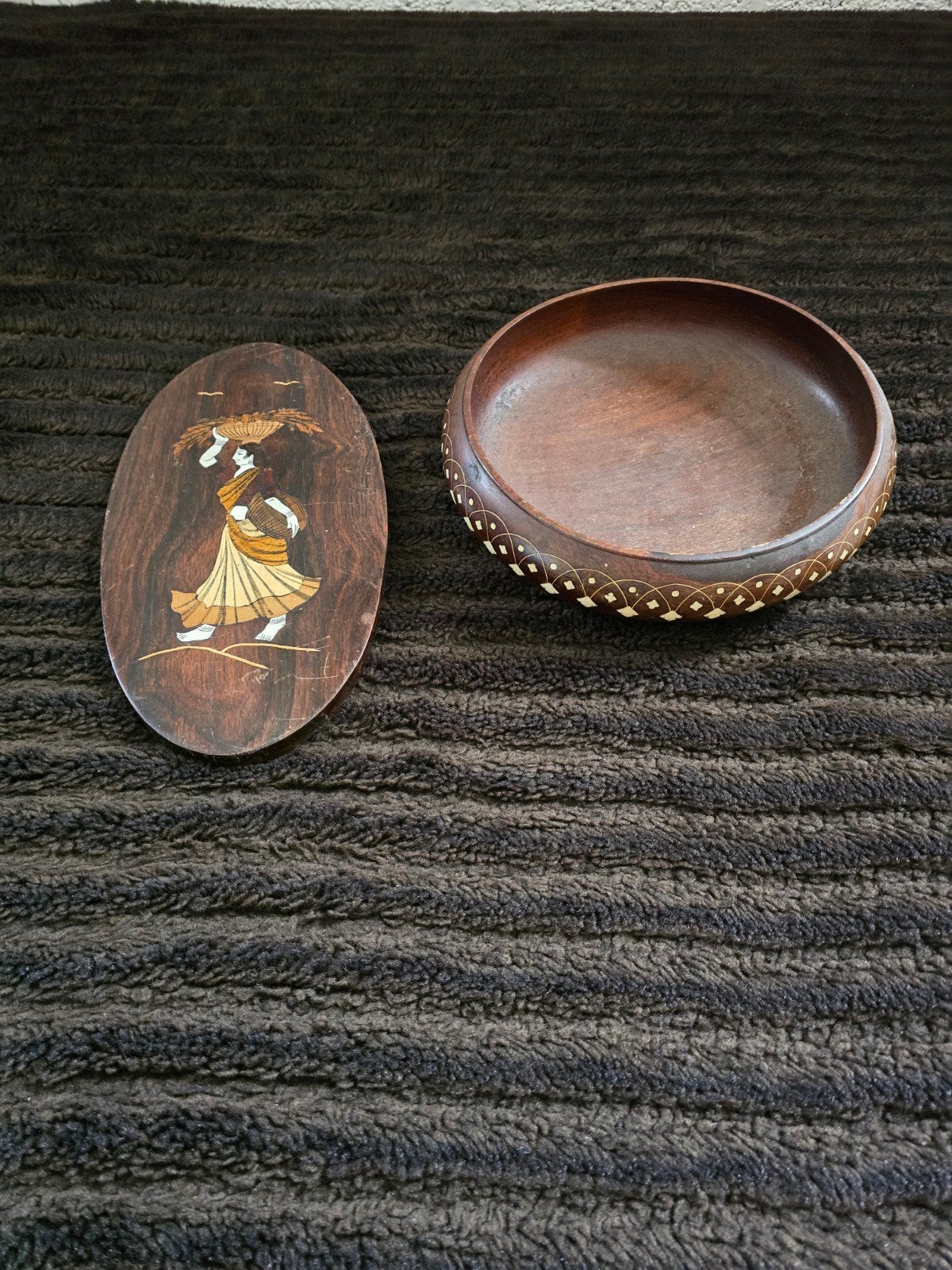 antiek indisch inlegwerk, Antiek en Kunst, India, Ophalen of Verzenden, Houtsnijwerk, Hout
