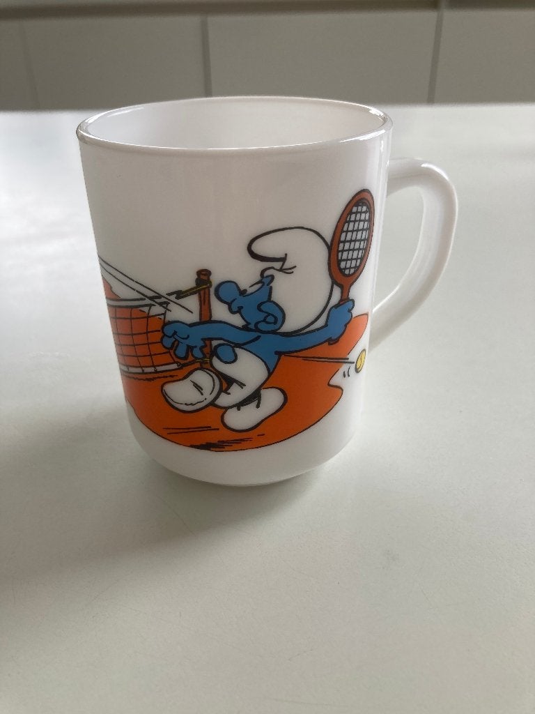 Sac Schtroumpfs édition sac/tasse Dixan Brussels Tennis 1990, Enlèvement ou Envoi, Comme neuf, Différents Schtroumpfs, Ustensile