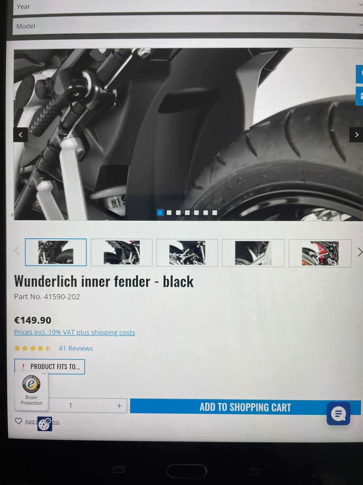 Wunderlich achterspadbord BMW R1250R /RS 1200 R/ RS, Motoren, Ophalen of Verzenden, Zo goed als nieuw