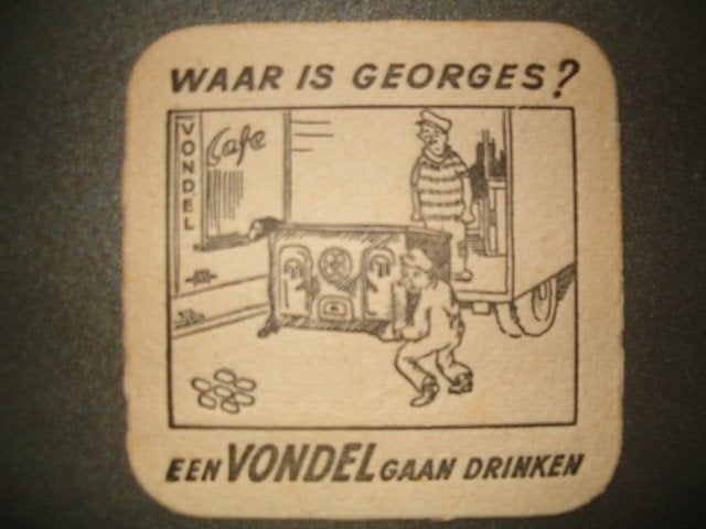Tapis à bière Vondel Meulebeke 10 : R/F : 94 x 94 mm, Enlèvement ou Envoi, Utilisé, Sous-bock