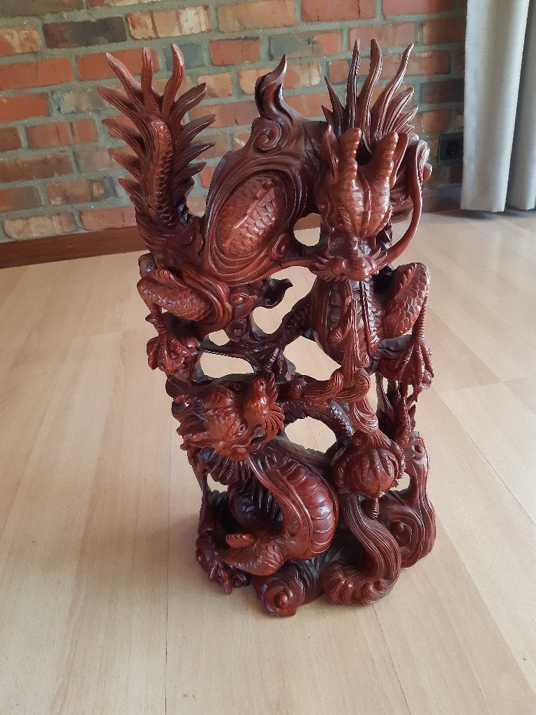 grande sculpture chinoise de Feng Shui, Bois, Asie, Autres sujets, Enlèvement