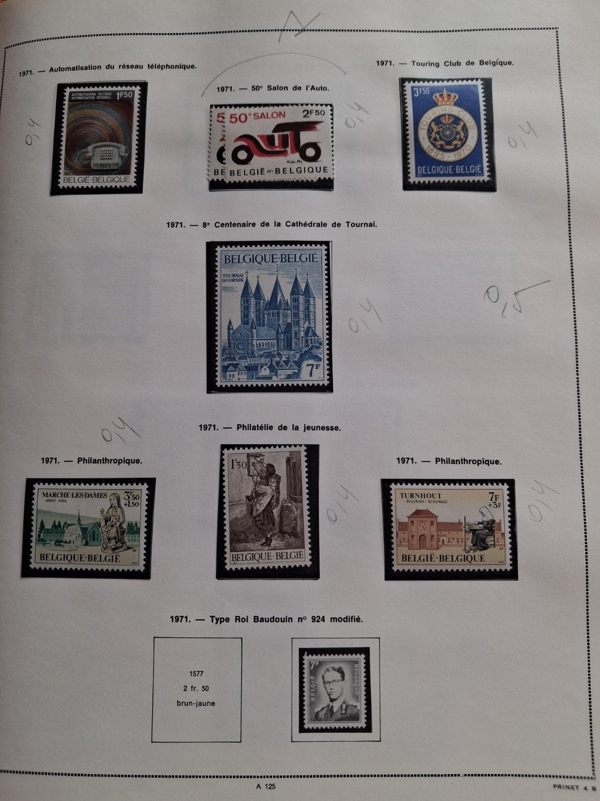 Bijna complete lotzegels 1971 COB 1567 tot 1615, Ophalen of Verzenden