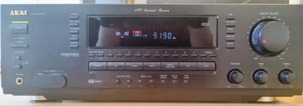 Akai AA-V 29 DPL receiver met Phono ingang, Audio, Tv en Foto, Versterkers en Ontvangers, Overige merken, Gebruikt, Ophalen of Verzenden