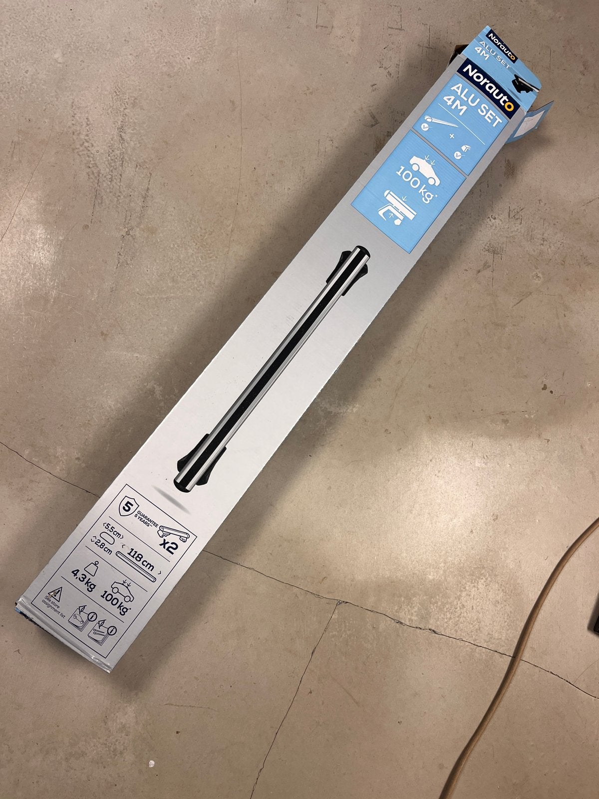 Barres de toit Norauto ALU SET 4M – 118 cm – 100 kg, Auto diversen, Dakdragers, Zo goed als nieuw, Ophalen of Verzenden