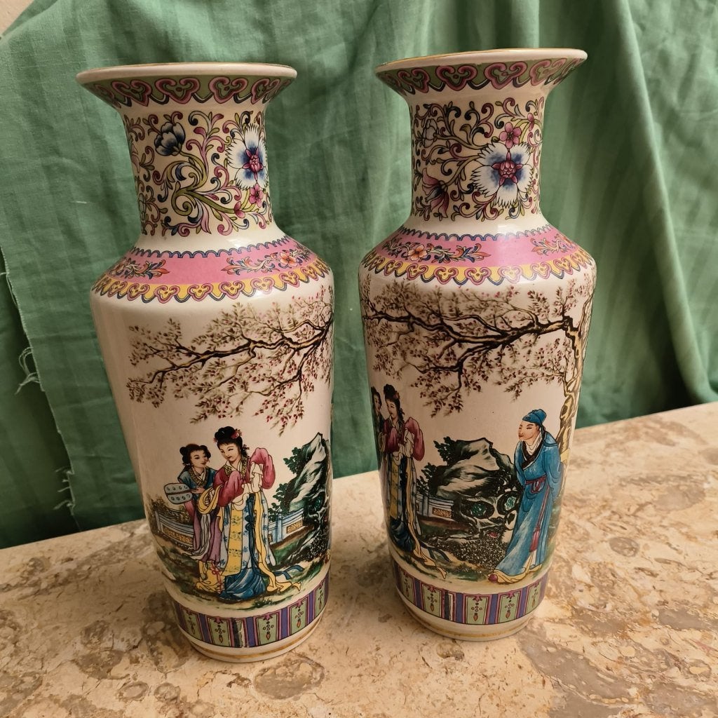 2 Kleine Chineze vaasjes (29cm hoog), Ophalen of Verzenden