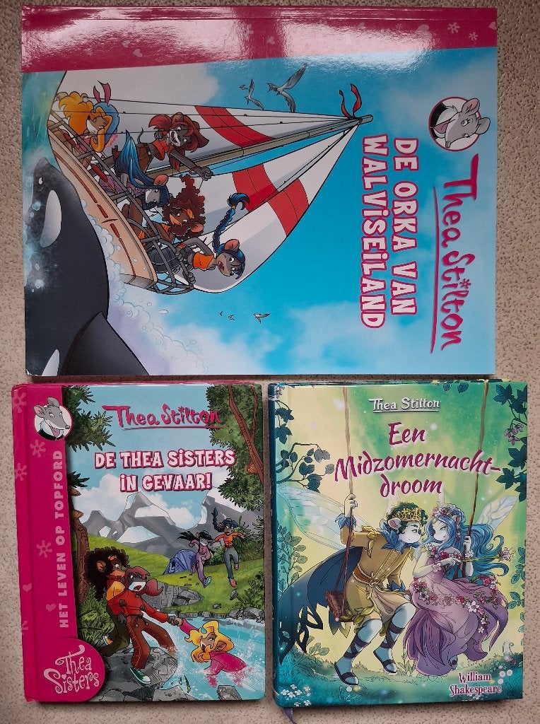 3 Boeken Thea Stilton (o.a.Midzomernachtdroom - Shakespeare), Boeken, Ophalen of Verzenden, Zo goed als nieuw