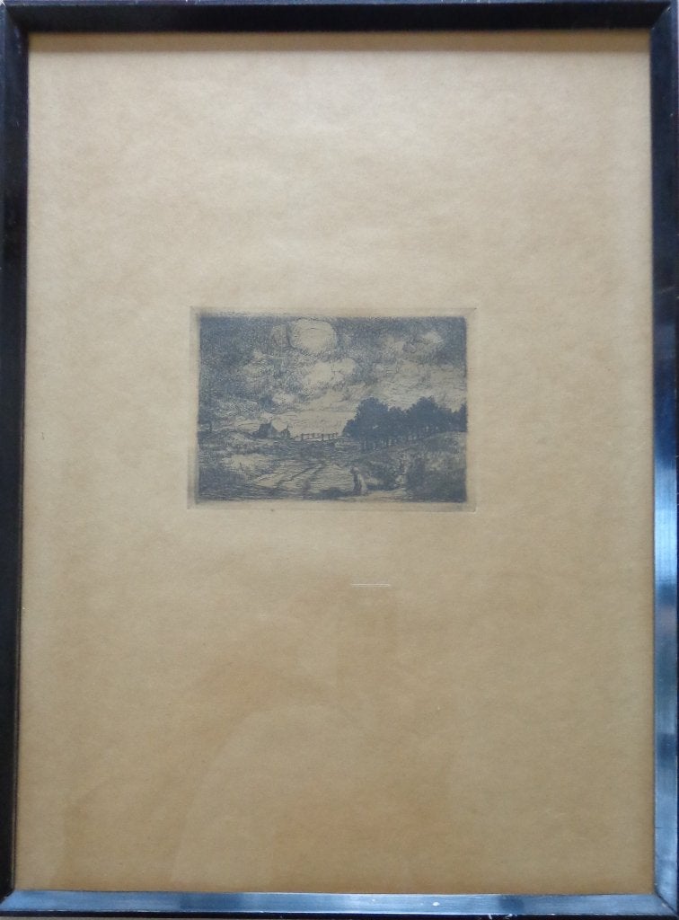 JAKOB SMITS / FIGUREN LANDSCHAP / ZW-W ETS / 43x32cm / KADER, Antiquités & Art, Encadré, Eau-forte, Enlèvement ou Envoi, Paysage