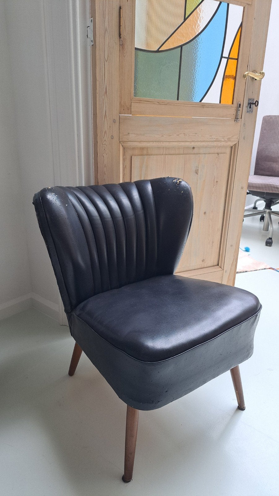 vintage 50s zetel, Huis en Inrichting, Ophalen, Gebruikt, Leer