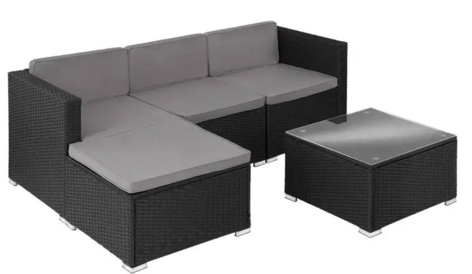 tuinset Wicker lounge Lignano zwart, Ophalen, Zo goed als nieuw, Wicker