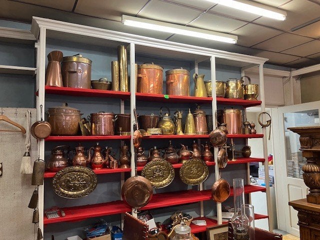 assortiment winkel uitverkoop koperen potten, Ophalen, Koper