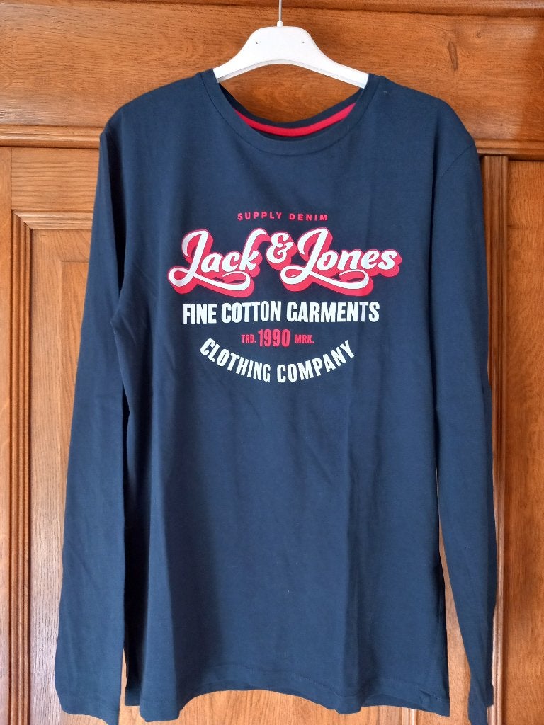 JACK&JONES T-Shirt - lange mouwen - maat S, Kleding | Heren, T-shirts, Verzenden, Zo goed als nieuw, Blauw, Jack&Jones