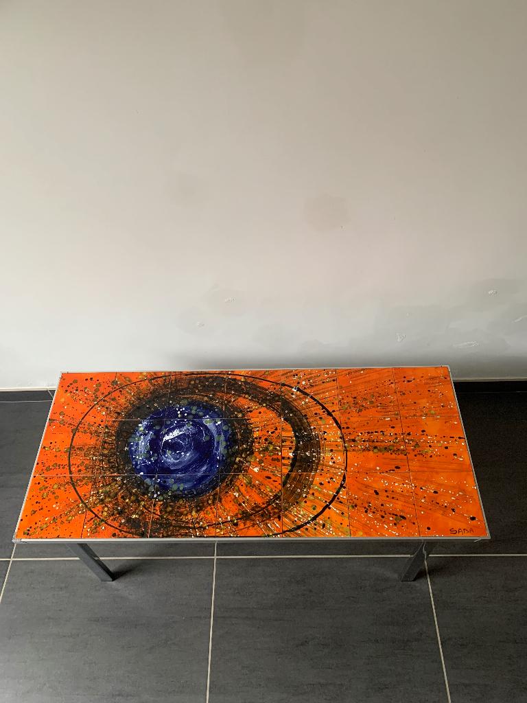 Vintage salontafel (SABA), Huis en Inrichting, Tafels | Salontafels, Ophalen, Overige materialen, Minder dan 50 cm, Gebruikt
