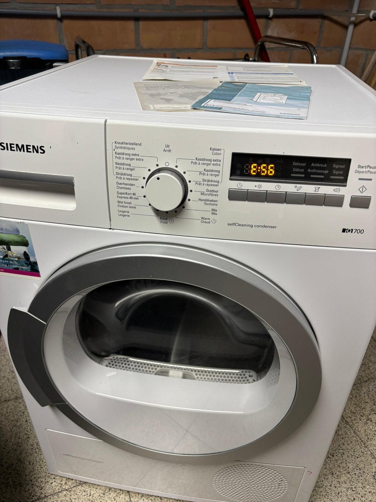 Siemens IQ700 droogkast - foutcode E56, Chargeur frontal, Enlèvement, Ne fonctionne pas, À condensation