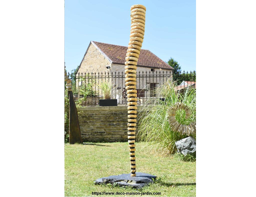Sculpture Monumentale Travertin Ardoise - Décoration Jardin, Jardin & Terrasse, Enlèvement ou Envoi, Neuf, Métal