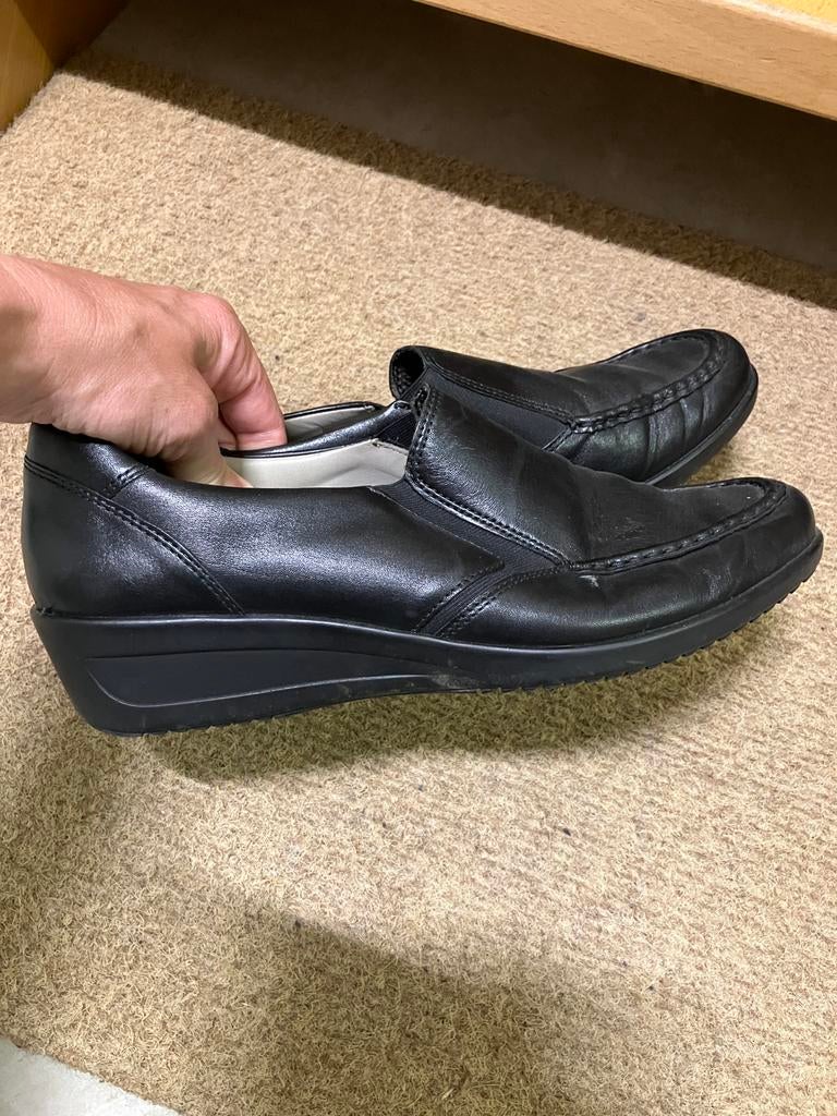 Zwarte lederen mocassins / aanstekers voor dames maat 41, Kleding | Dames, Ophalen of Verzenden, Zwart