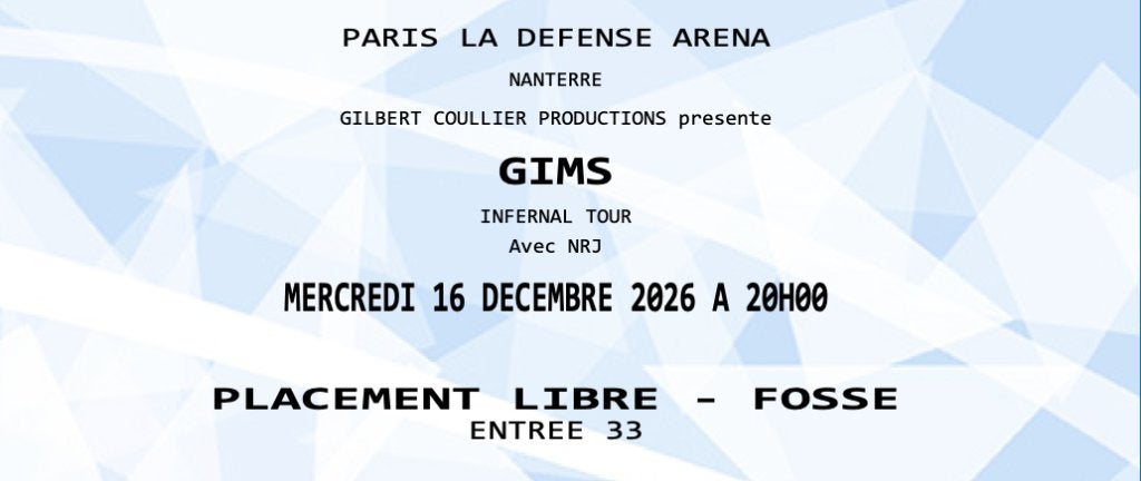 4 places pour maître GIMS Paris La Défense, Tickets & Billets, Trois personnes ou plus, Décembre