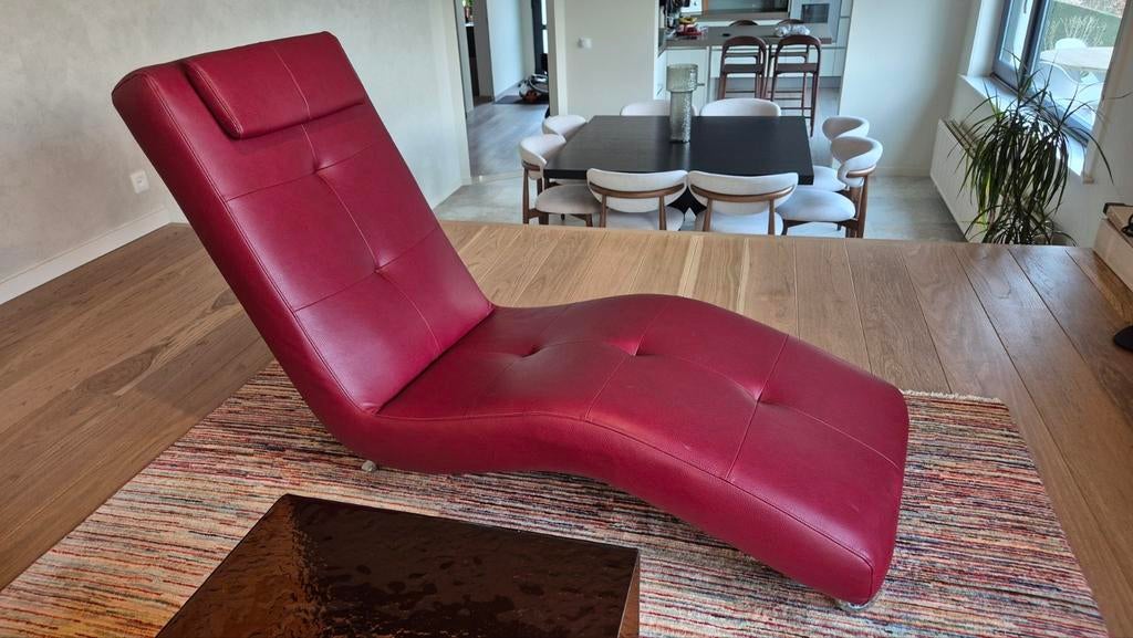 Luxe Design Chaise Longue – Bordeauxrood–Met vaste neksteun, Ophalen