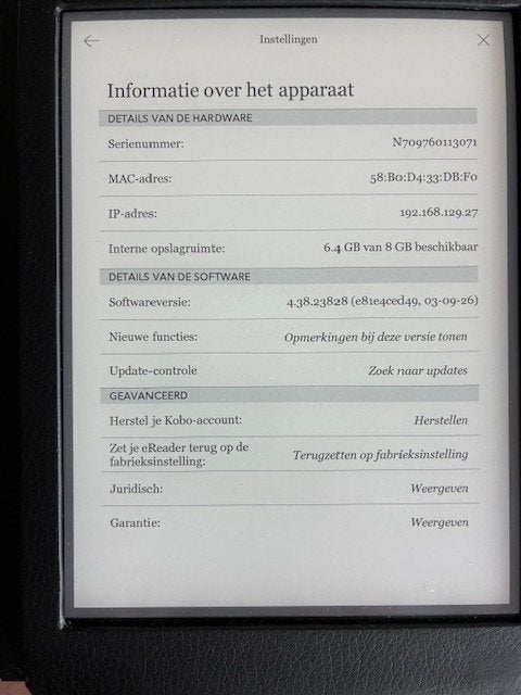 Kobo Aura One e-reader, Computers en Software, Gebruikt, 8 GB, 8 inch, Kobo
