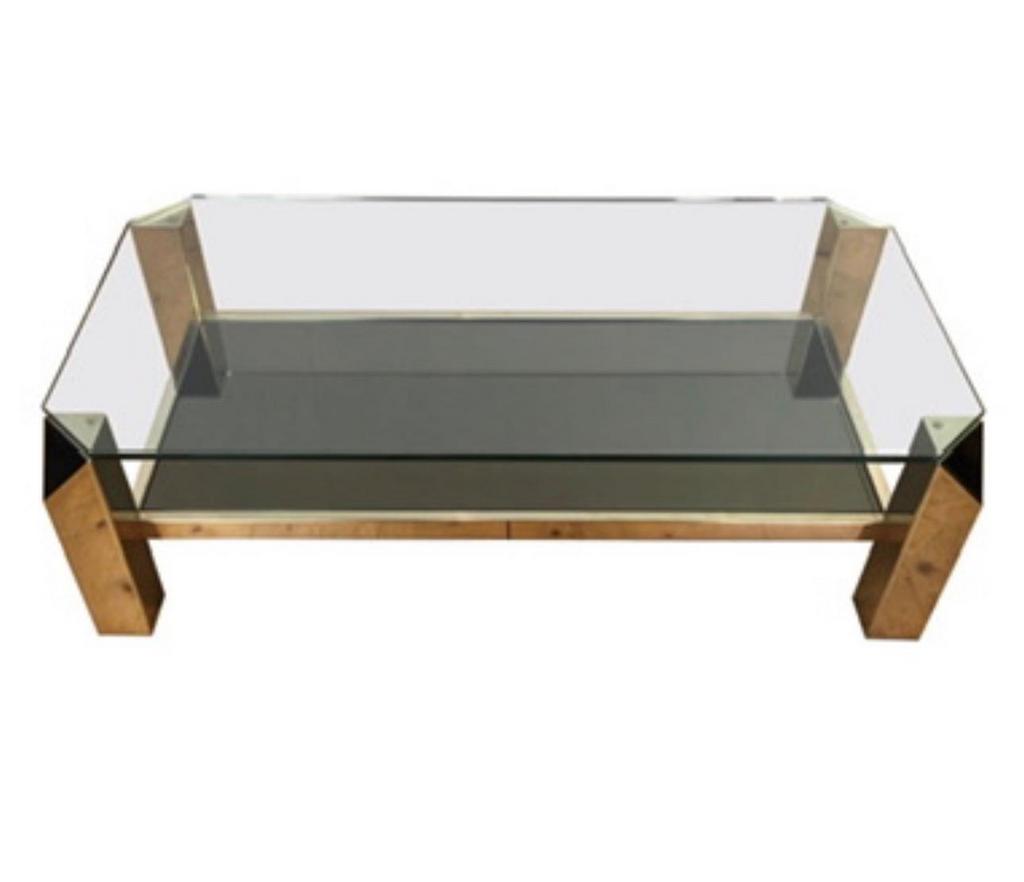 Vintage 1970s Belgo Chrom Salontafel verguld Goud, Ophalen