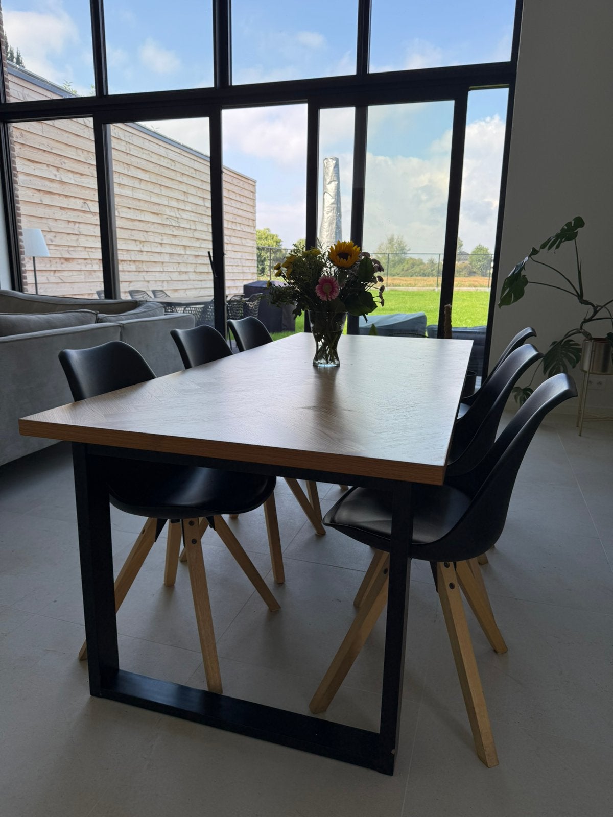 Tafel met 6 stoelen te koop, Ophalen, Gebruikt, 150 tot 200 cm, 50 tot 100 cm