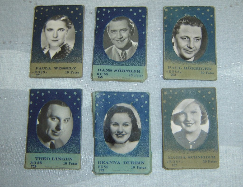 Lot de 6 cartes des stars de cinéma Chromos, Avant 1940, Gravure, Utilisé, Autres sujets/thèmes