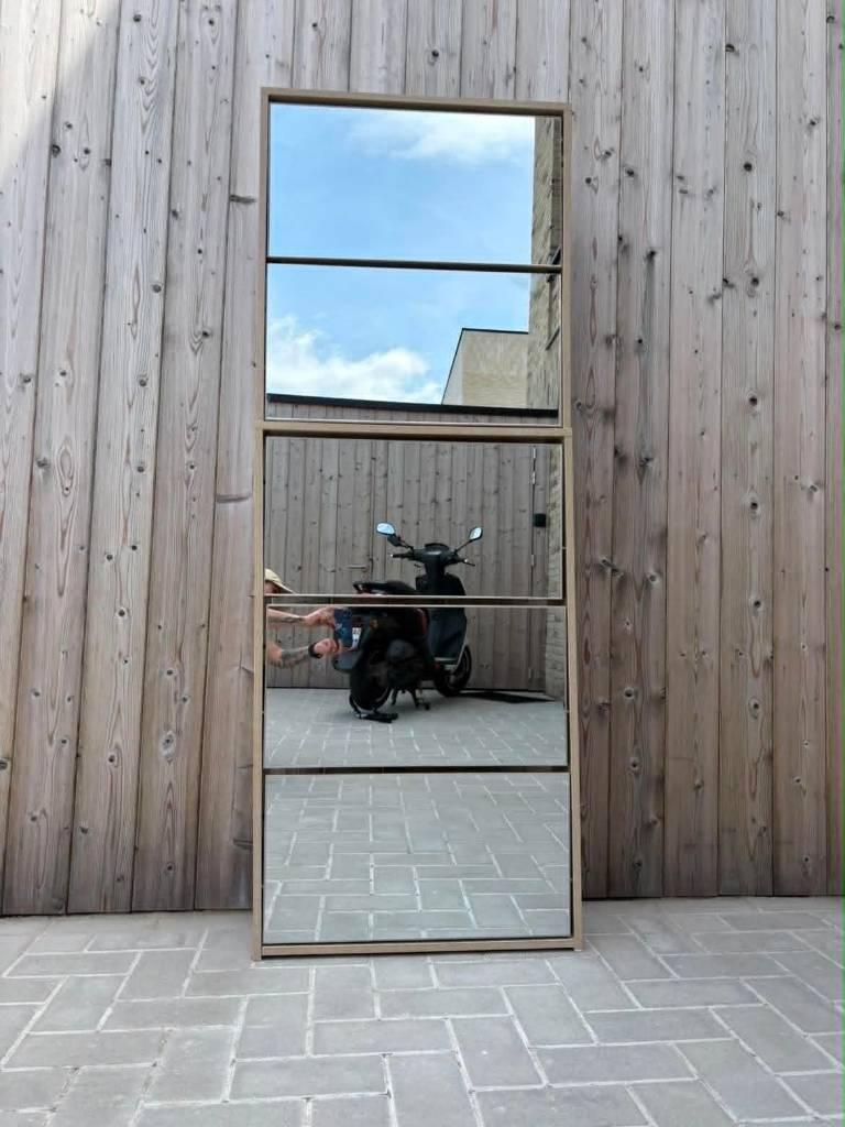 Meuble à chaussures moderne avec porte miroir - aspect bois, Enlèvement, Comme neuf