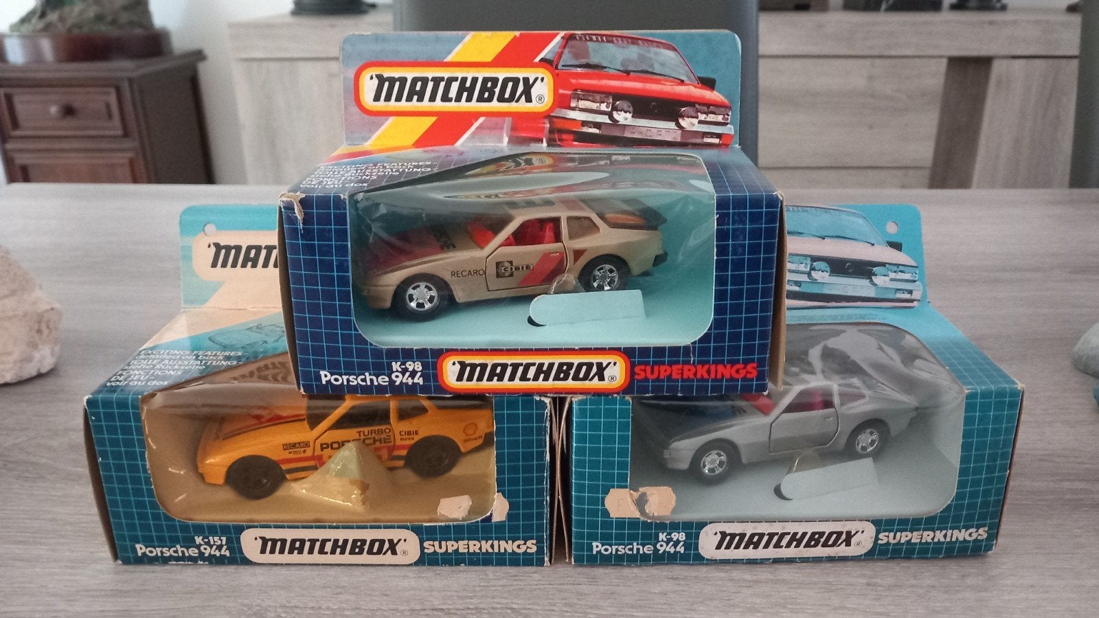 Set van 3 Matchbox Superkings Porsche 944 ( Vintage ), Ophalen, Zo goed als nieuw, Auto, Matchbox