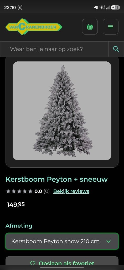Kerstboom peyton met sneeuw - vancranenbroek, Diversen, Ophalen, Zo goed als nieuw