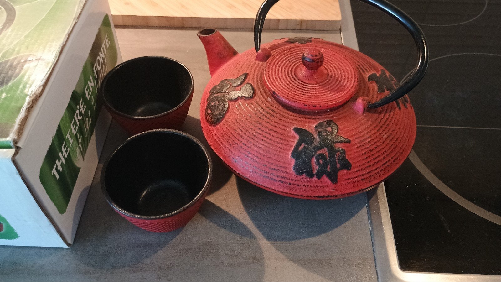 Théière en fonte avec 2 tasses, Enlèvement ou Envoi, Fonte