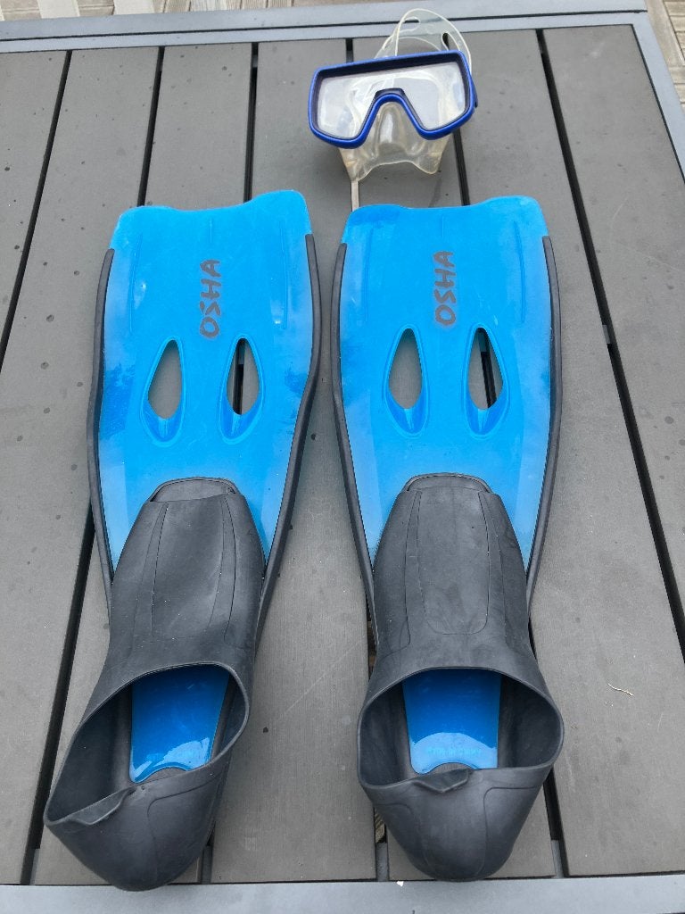 Palmes 40/41 + masque dans leur sac, Enlèvement, Utilisé, Palmes de natation ou de plongée