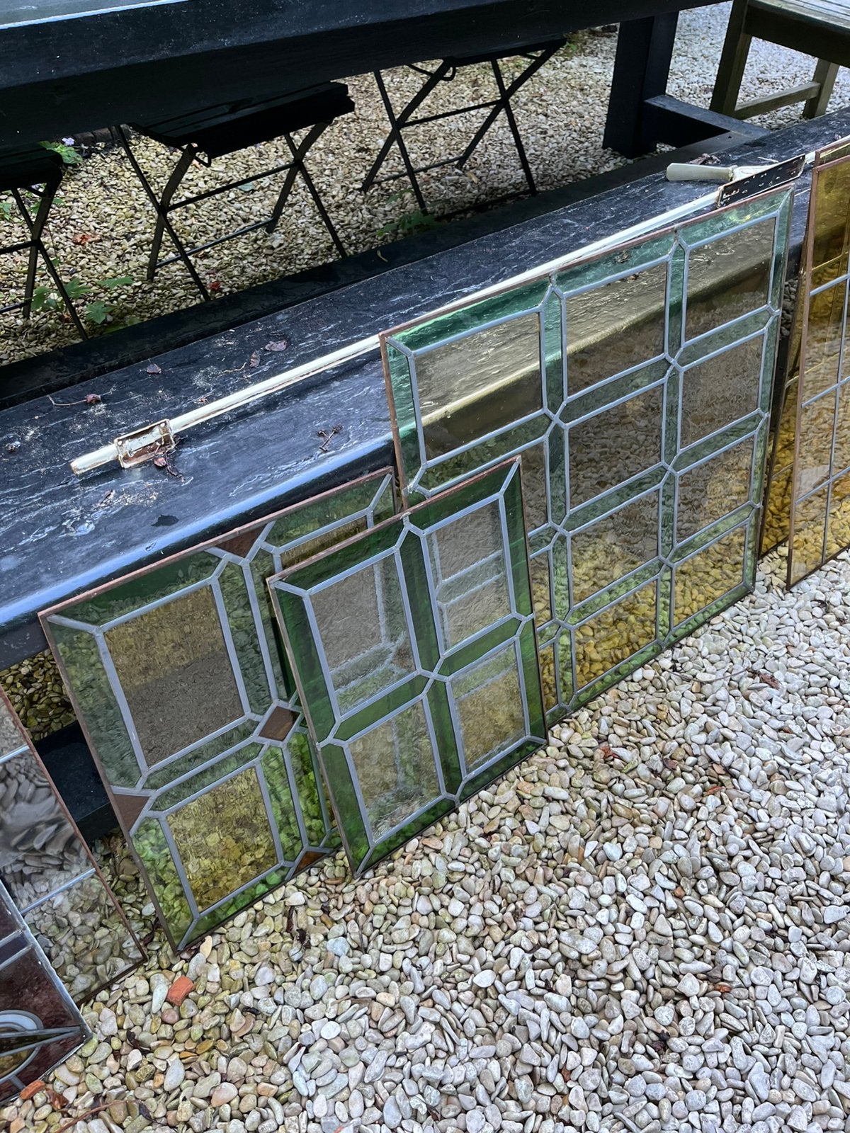 VEEL KEUZE GLAS IN LOOD ANTIEK VINTAGE RAAM DECO, Ophalen, Zo goed als nieuw, Glas in lood
