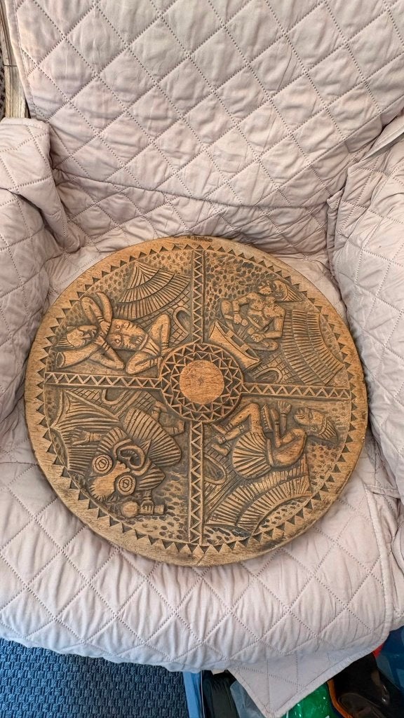 Zaïrisch gesneden houten dienblad — Kalunga Léon, Antiek en Kunst, Ophalen