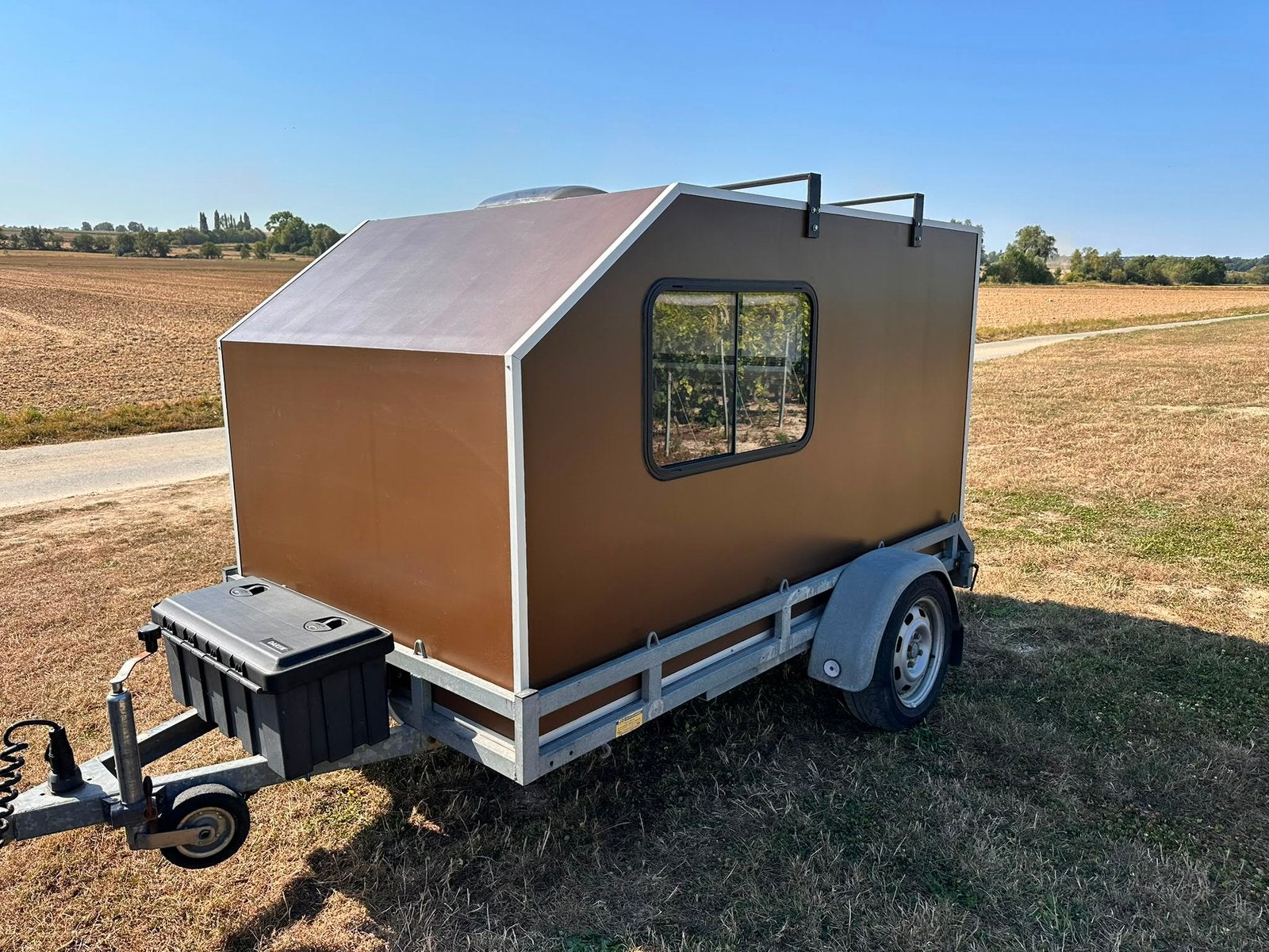 Mini caravane complète sur remorque plateau, Enlèvement, Comme neuf