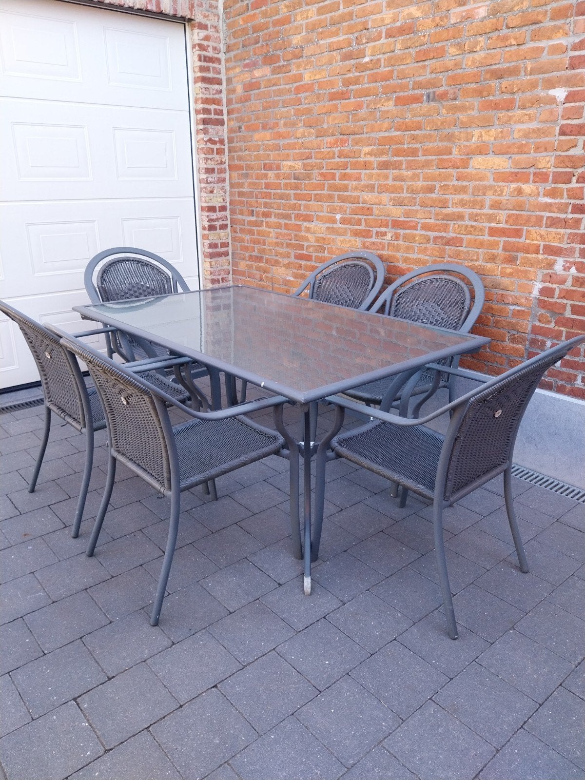 Tuinset tafel met 6 stoelen, Ophalen, 6 zitplaatsen, Aluminium, Zo goed als nieuw
