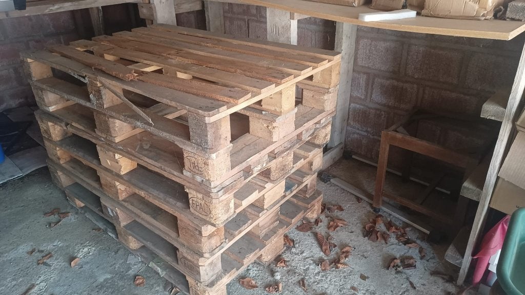 gebruikt pallets voor 50 euro, Doe-het-zelf en Bouw, Hout en Planken, Ophalen, Gebruikt, Minder dan 200 cm, Vuren