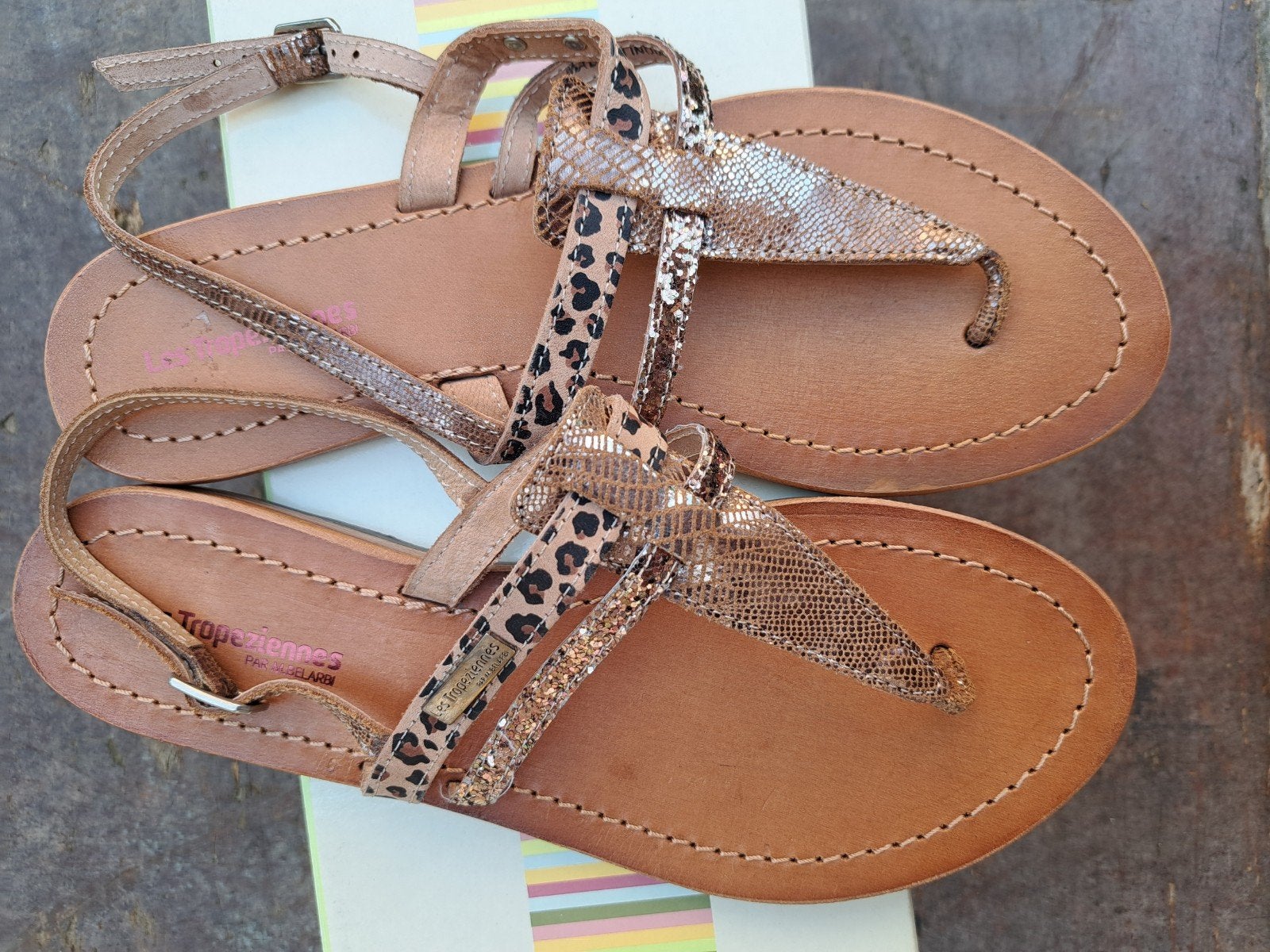 Sandalen les tropiziennes glitter/brons/panter maat 38, Enlèvement