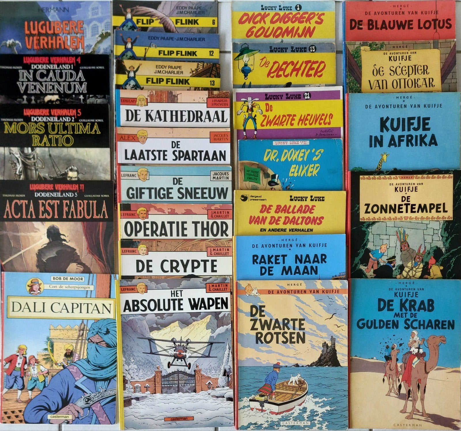 Strips Boeken Kuifje Lucky Luke Lugubere verhalen Filip Flin, Boeken, Ophalen of Verzenden