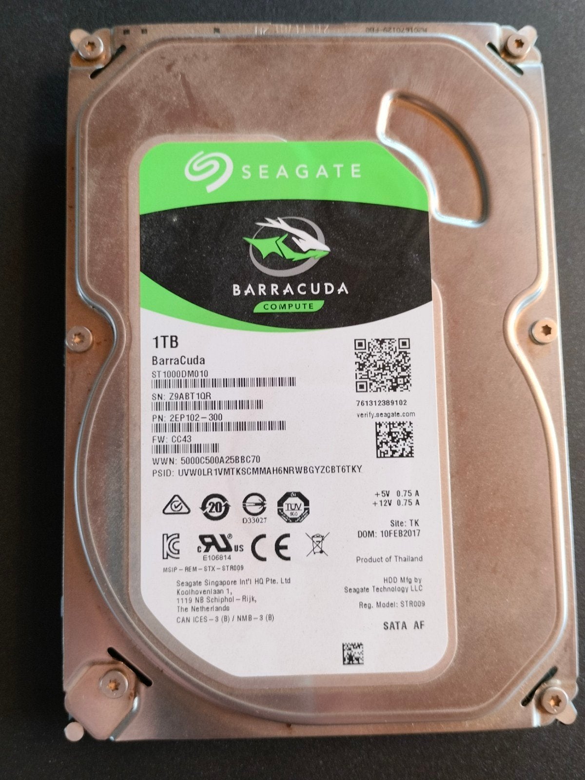 HARDE SCHIJF 1 Terrabyte Seagate Barracuda, Computers en Software, Harde schijven, Ophalen, Intern, Zo goed als nieuw, Seagate