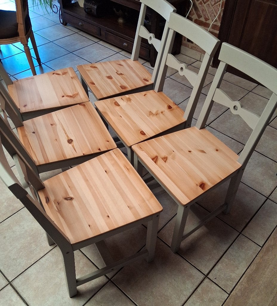 6 keukenstoelen ikea, Gamleby , zeer goede staat, Maison & Meubles, Gris, Enlèvement, Bois, Cinq, Six Chaises ou plus