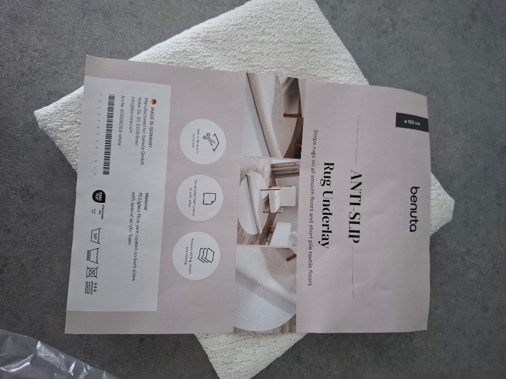 Ondermat anti-slip Benuta, Huis en Inrichting, Stoffering | Tapijten en Vloerkleden, Wit, 150 tot 200 cm, Rond, Nieuw