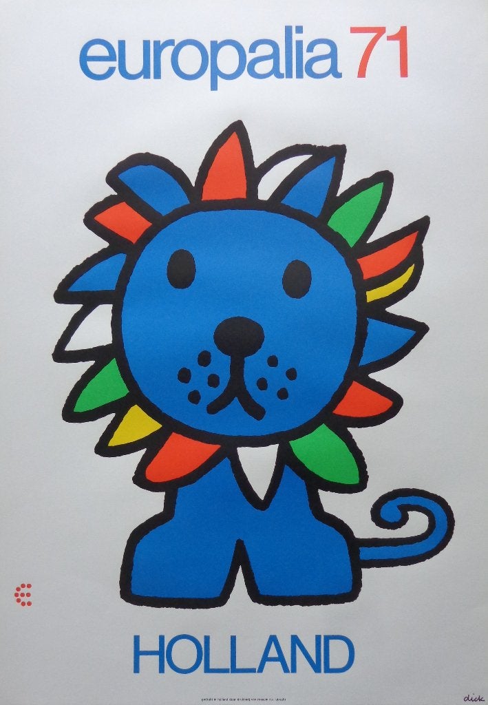 DICK BRUNA / EUROPALIA 71 HOLLAND / LITHO-AFFICHE / 65x45cm, Ophalen of Verzenden, Lithografie, Dieren en Natuur, Gelimiteerde oplage