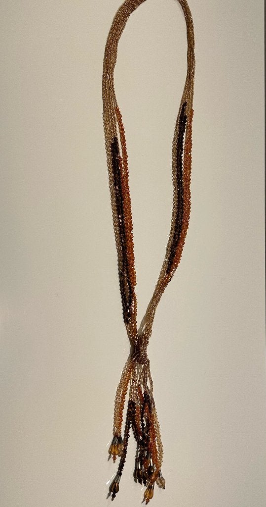 Goudkleurige ketting met knoop en bronzen kralen, Ophalen of Verzenden, Nieuw, Goud